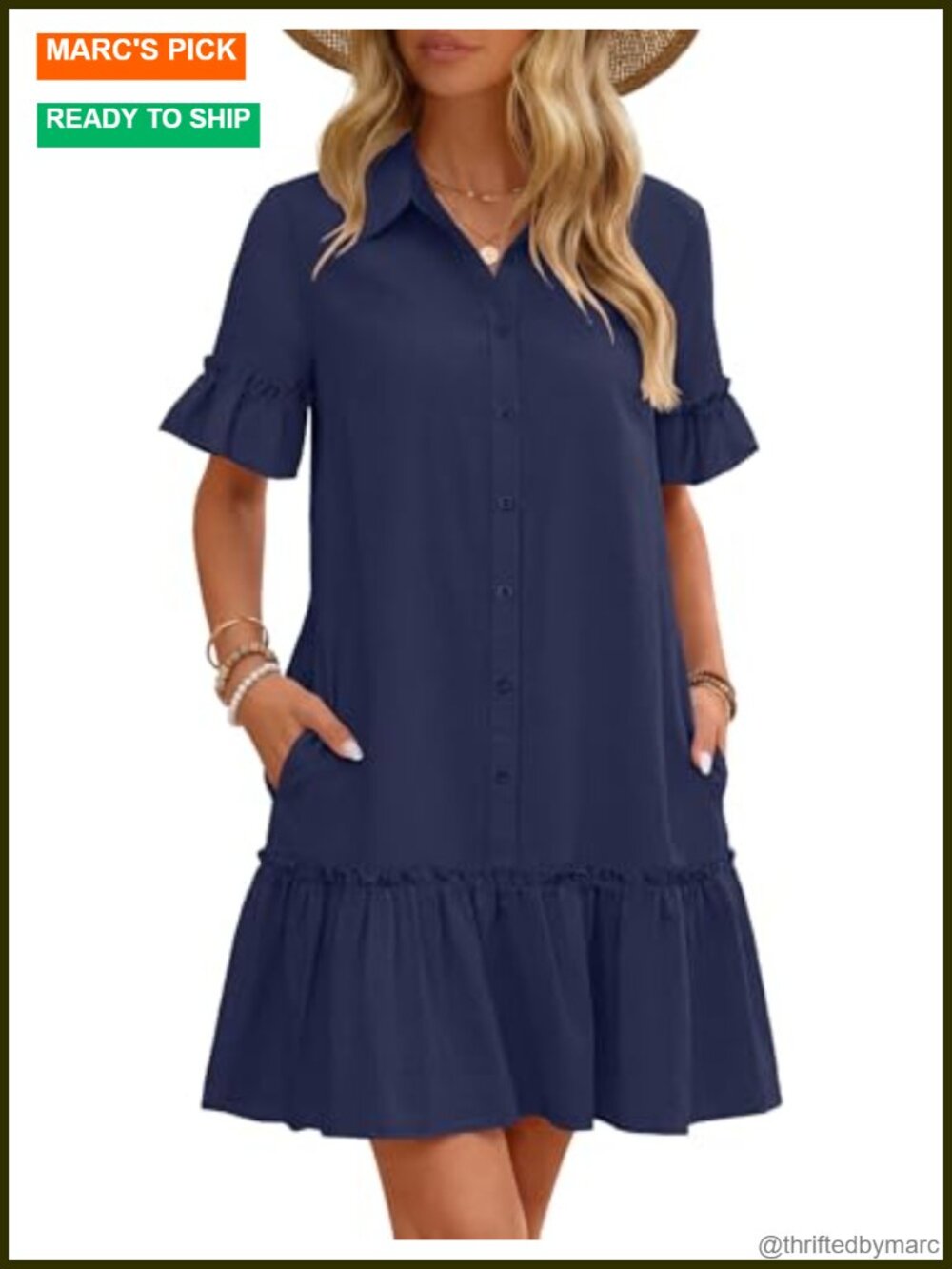 Women's Button Down Shift Mini Dress Casual Short Sleeve Cotton Blend